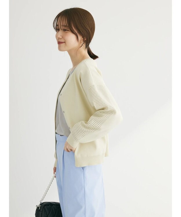 Green Parks ・ｆｕｒｒｙ　ｒａｔｅ　２ｗａｙかる~いニットカーデ Ivory