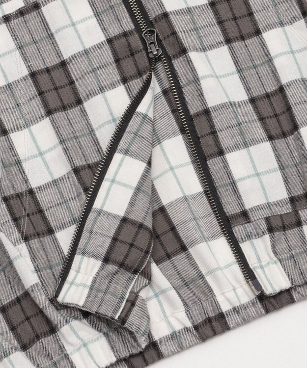 WEGO 【ユニセックス着用ITEM/MLサイズ展開】チェックグラフィックZIPパーカー（LS） ホワイトチェック1