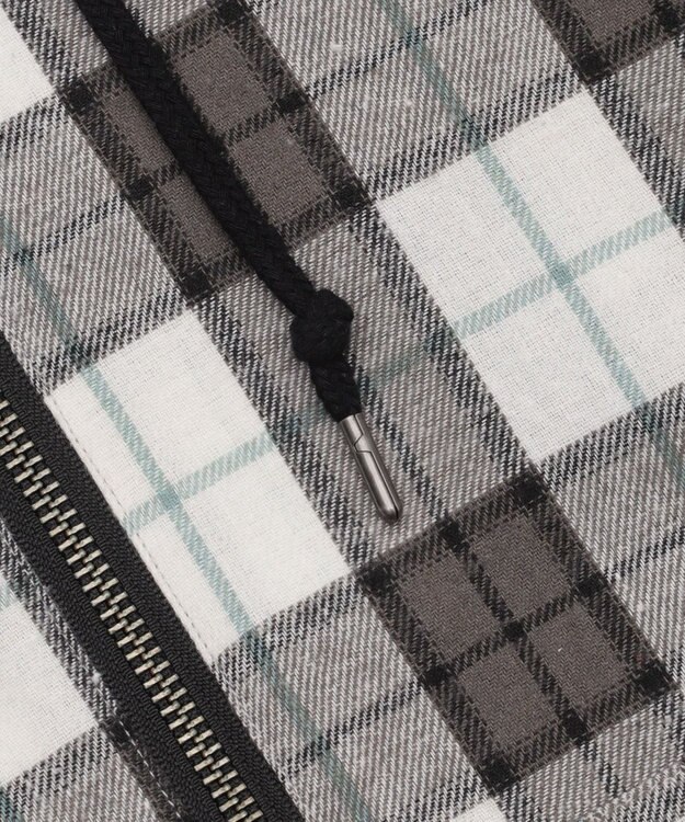 WEGO 【ユニセックス着用ITEM/MLサイズ展開】チェックグラフィックZIPパーカー（LS） ホワイトチェック1