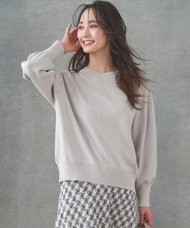 ANY SIS 【洗える】フロントライン ニット ミントグレー