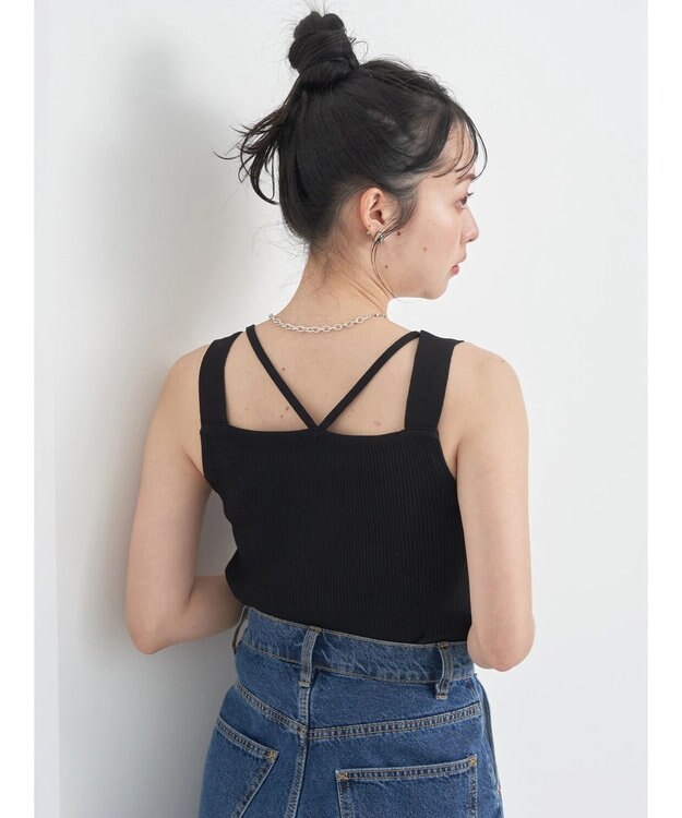 earth music&ecology レイヤードニットタンクトップ Black