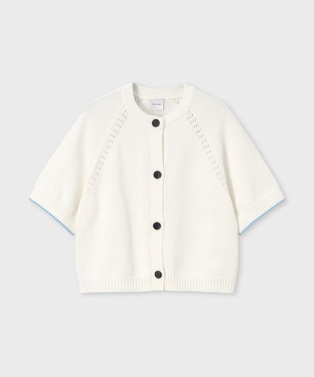 Paul Smith コットンアイレット ショートスリーブ カーディガン ホワイト