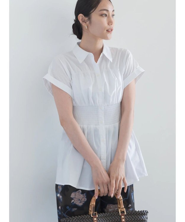 Te chichi 【接触冷感】ターンバックスリーブシャーリングブラウス オフホワイト