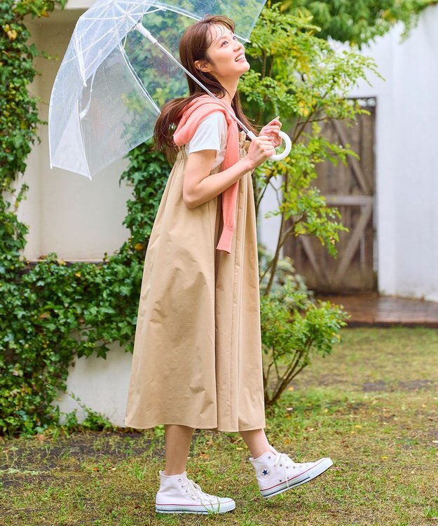 Feroux 【洗える】レイヤード風 ギャザーワンピース ベージュ系