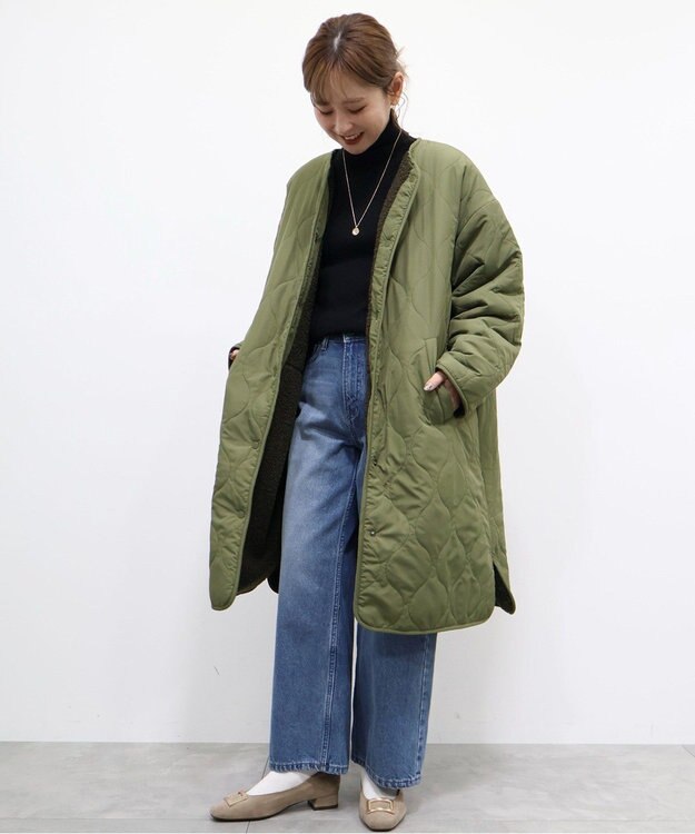 AMERICAN HOLIC 【WEB限定】あったかリバーシブルキルティングコート Khaki