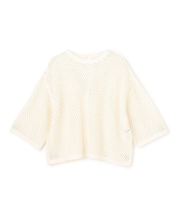 UNFILO L クロシェレースニット ハーフスリーブ プルオーバー エクリュ