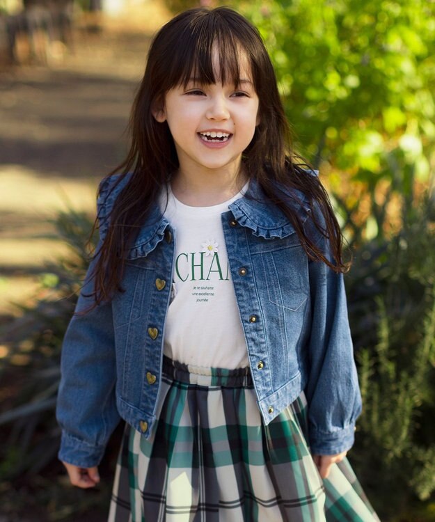 ANY KIDS フリル 襟付き デニム ジャケット デニムブルー