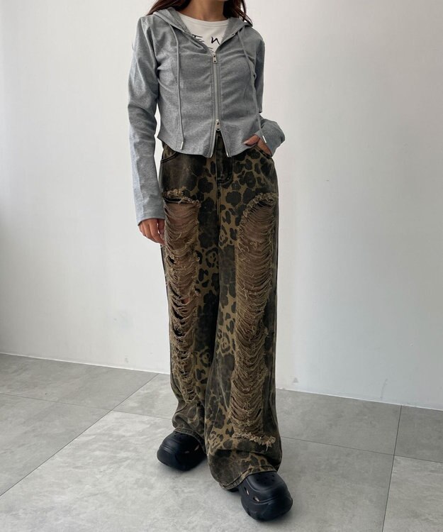 WEGO カーブヘムダブルZIPパーカー 杢グレー