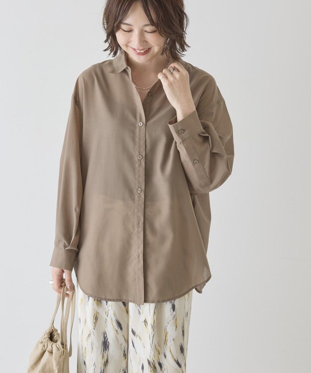 AMERICAN HOLIC 【イージーケア】シアーラウンドシャツ Mocha