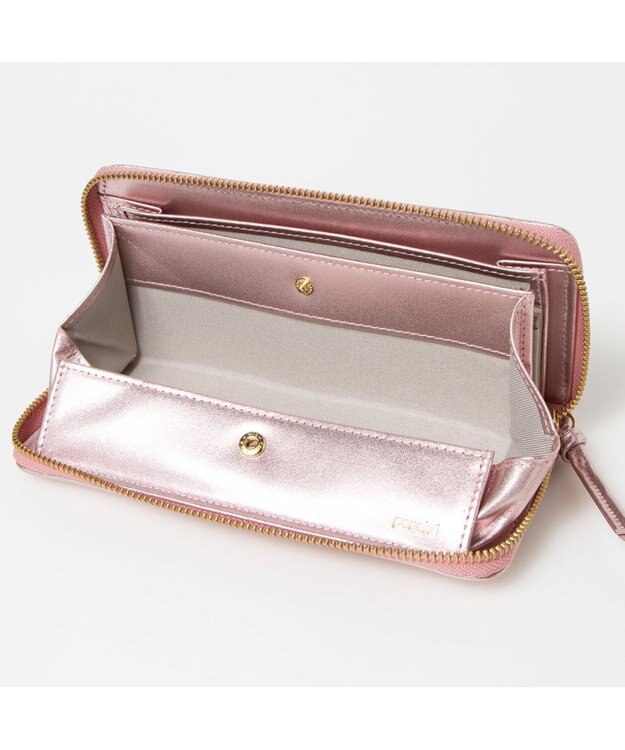 UNBILLION ペルケ perche / レザーメッシュ・ジャバラカード長財布 ピンク