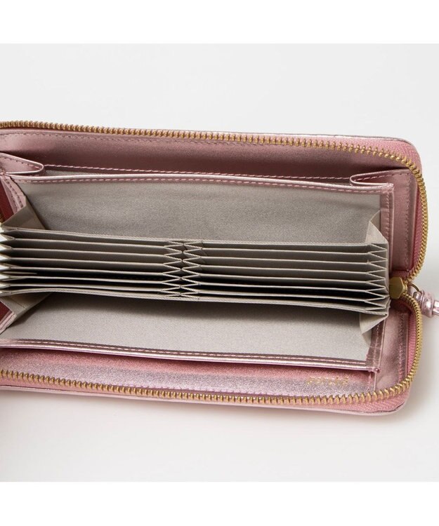 UNBILLION ペルケ perche / レザーメッシュ・ジャバラカード長財布 ピンク