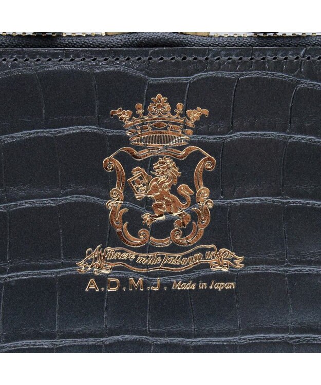 A.D.M.J. 【牛革】クロコ型押しスクエアショルダー オニキス　パーライズ