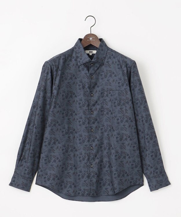JOSEPH ABBOUD 【キングサイズ・自然な光沢感】コットンビエラフラワープリント シャツ ネイビー系5