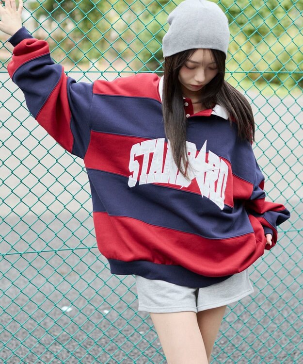 WEGO 【ユニセックス着用ITEM】カレッジロゴラガースウェット ワイン