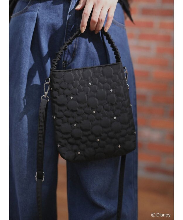 Green Parks ミッキーフレンド／キルティングビジューバッグ Black