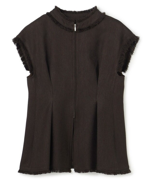 uncrave リネンライクツイル ジレブラウス ダークブラウン