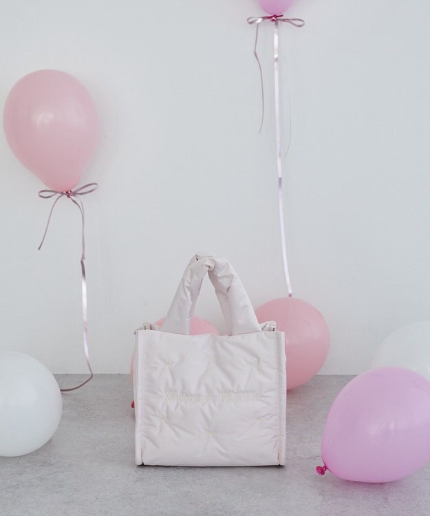 Maison de FLEUR リボン刺繍パファー2Wayトートバッグ Pink