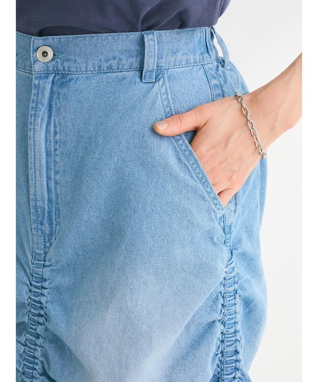 Green Parks ・ＳＵＧＡＲ　ＳＰＯＯＮ　シャーリングデニムスカート Light Indigo