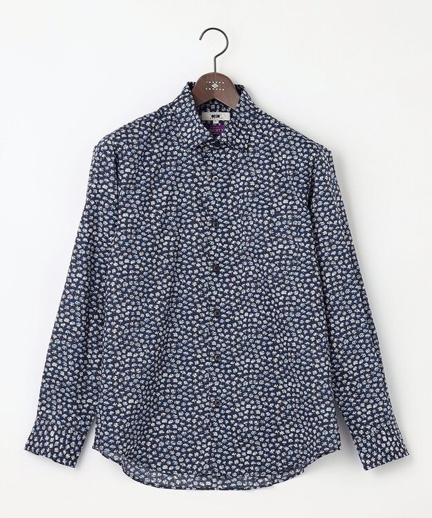 JOSEPH ABBOUD リバティプリント シャツ ネイビー系5