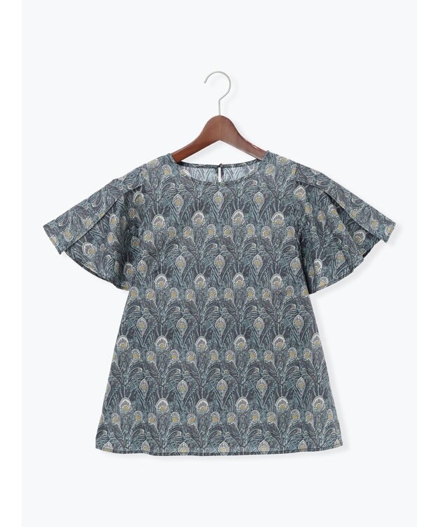 Te chichi 【LIBERTY FABRICS】フレアスリーブブラウス チャコールグレー