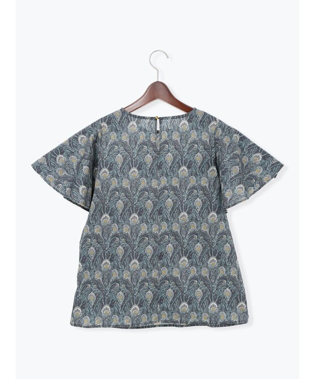 Te chichi 【LIBERTY FABRICS】フレアスリーブブラウス チャコールグレー