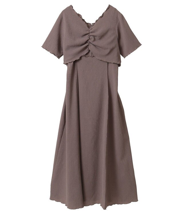 earth music&ecology ＳＥＴ２点ギャザーカットカーデ＋キャミワンピース Mocha