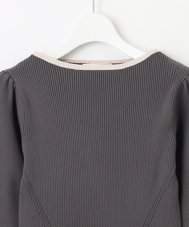 Feroux 【洗える】バイカラーペプラム ニット グレー系1