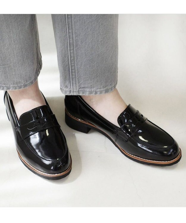 Pointer 本革軽量 定番ローファー ブラック(エナメル)