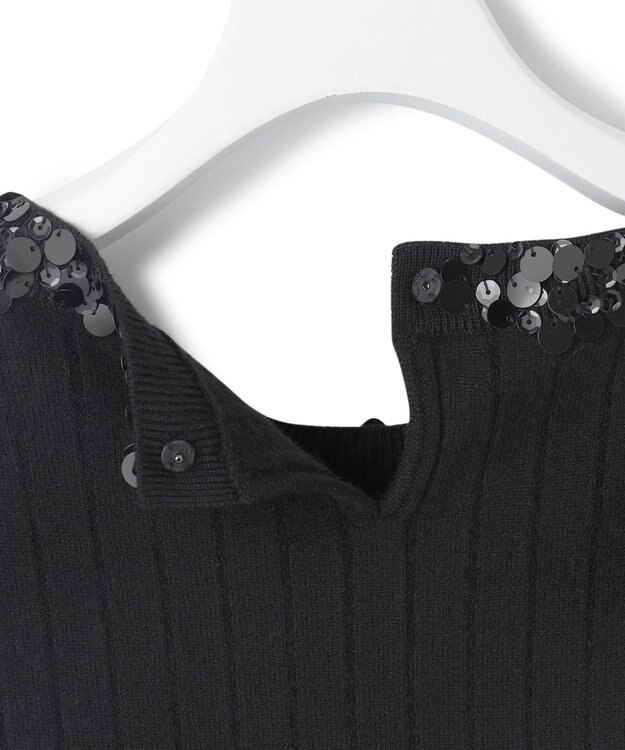 23区 スパンコール ワイドリブ ニット ブラック系