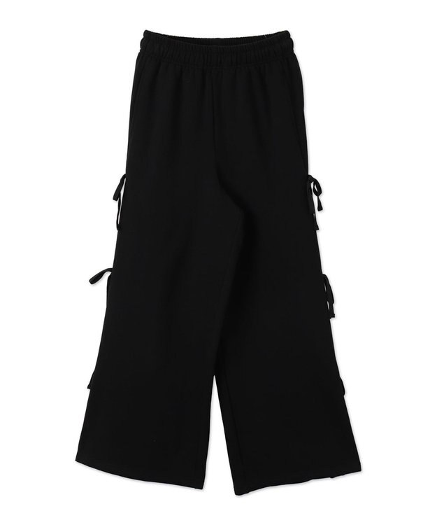 WEGO 【裏起毛】サイドリボンスウェットパンツ ブラック