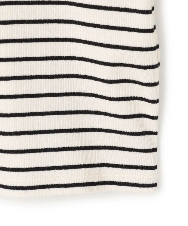 UNFILO コットンカシミヤ クルーネックカットソー ボーダー(エクリュ×ブラック)