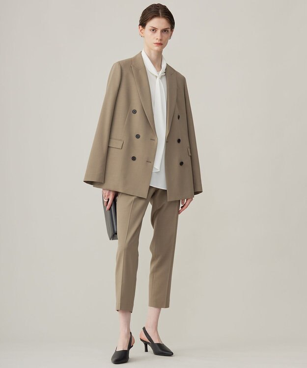 ICB L ウール2WAYストレッチ ダブルブレストジャケット フォーン系