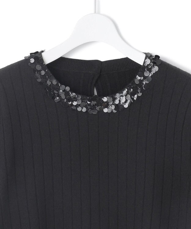 23区 L スパンコール ワイドリブ ニット ブラック系