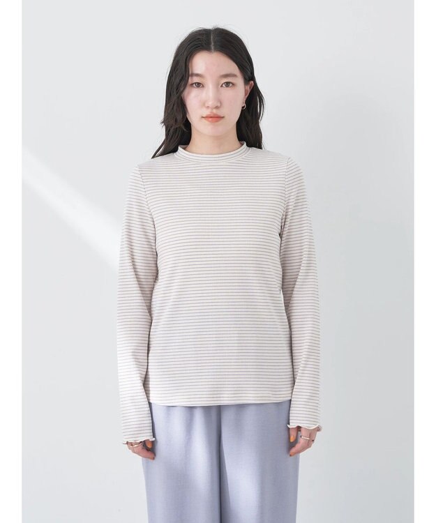 earth music&ecology マイクロボーダーリブプルオーバー Cream