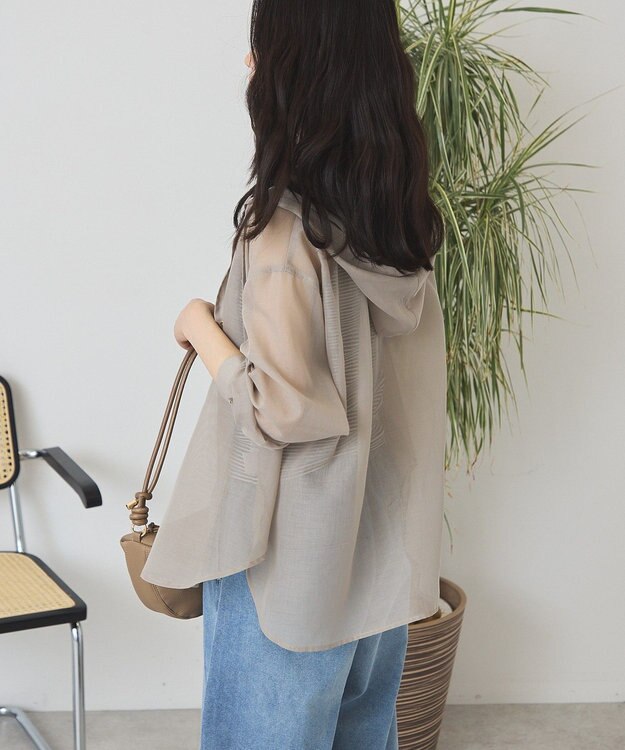 AMERICAN HOLIC シアーフーディーシャツ Gray Beige