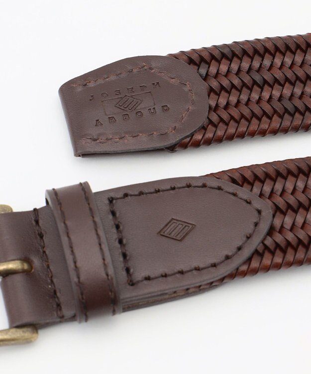 JOSEPH ABBOUD 【イタリア素材・ストレッチ・日本製】 ストレッチレザー ベルト ダークブラウン系