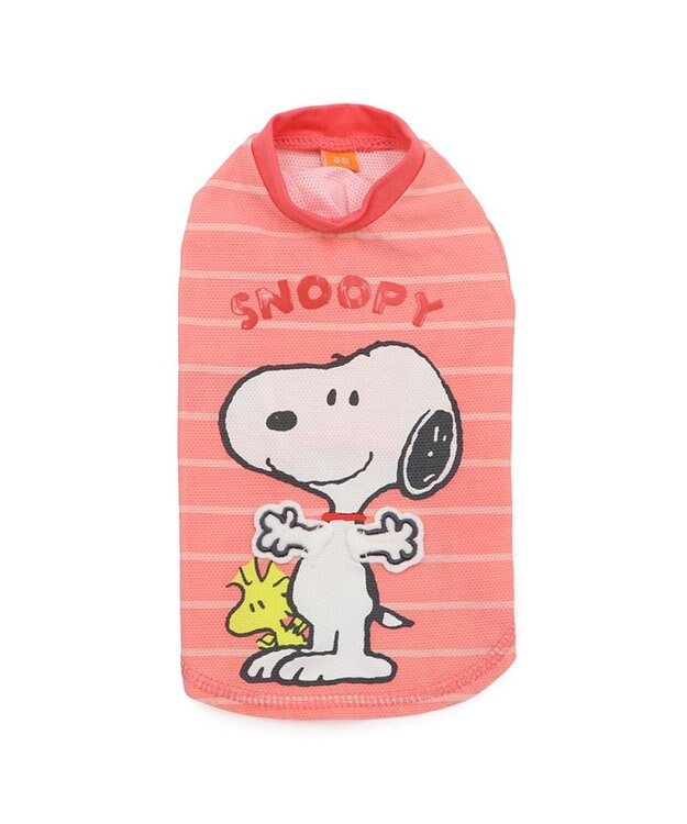 PET PARADISE スヌーピー パタパタ Ｔシャツ 接触冷感 中型犬 大型犬 サーモンピンク