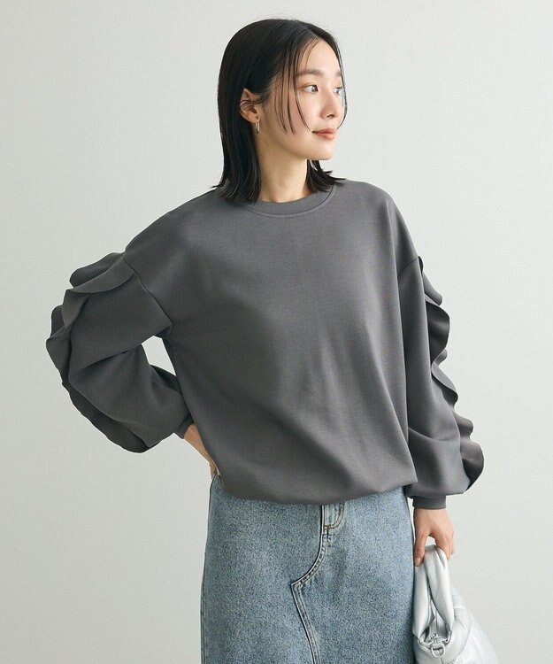Green Parks ・ｓｗｉｎｇ　ｂｙ　フリルスリーブプルオーバー Charcoal Gray