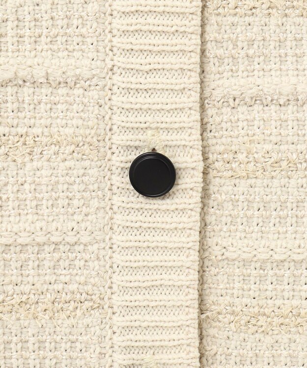 自由区 S 【洗える】テクスチャーコットンブレンドニット ベスト ライトベージュ