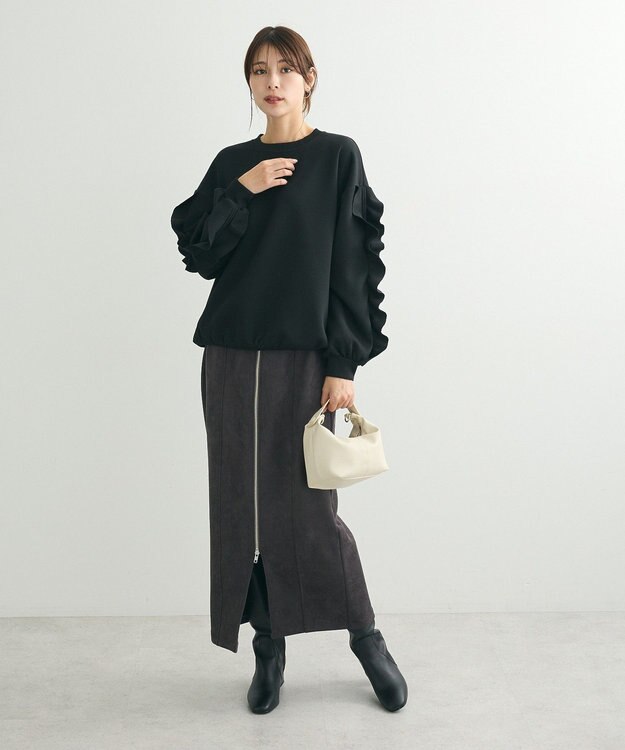 Green Parks ・ｓｗｉｎｇ　ｂｙ　フリルスリーブプルオーバー Black