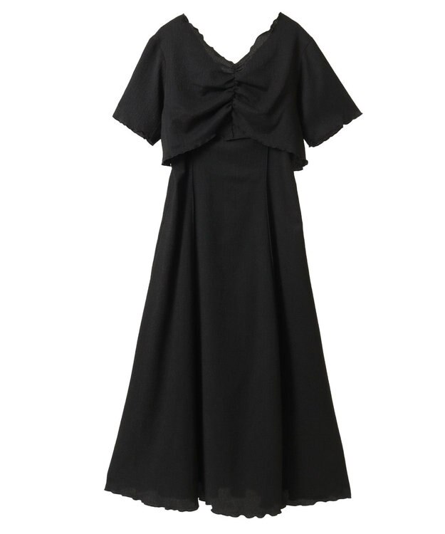 earth music&ecology ＳＥＴ２点ギャザーカットカーデ＋キャミワンピース Black