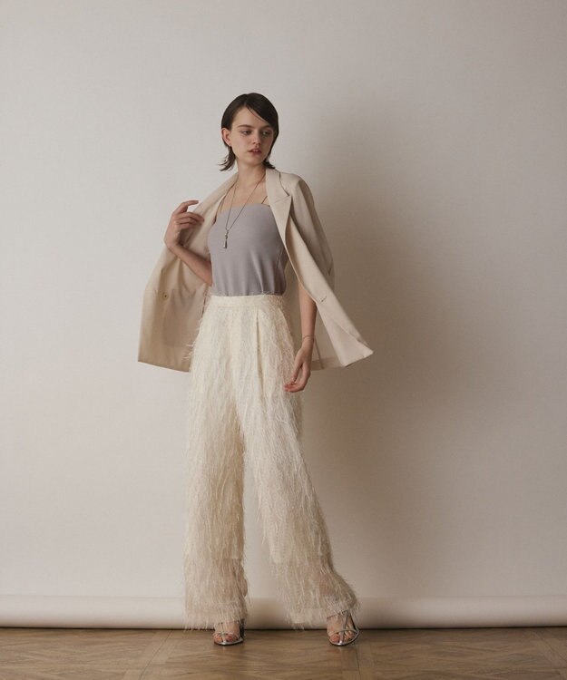 GRACE CONTINENTAL フリンジワンタックパンツ キナリ