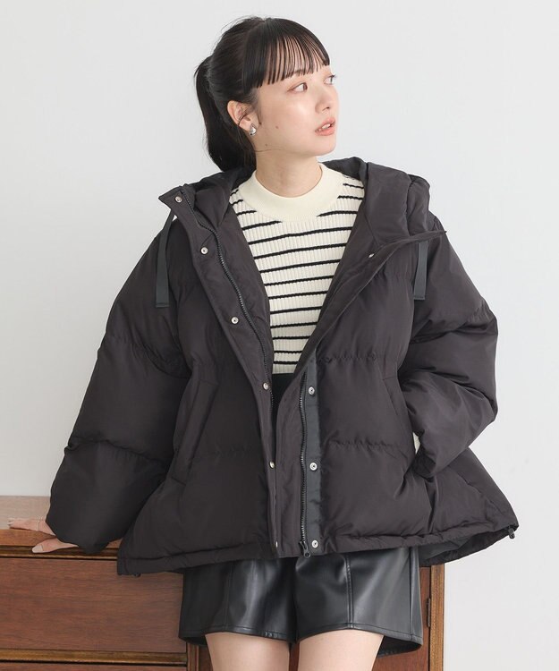 earth music&ecology フーディーパファーブルゾン ブラック