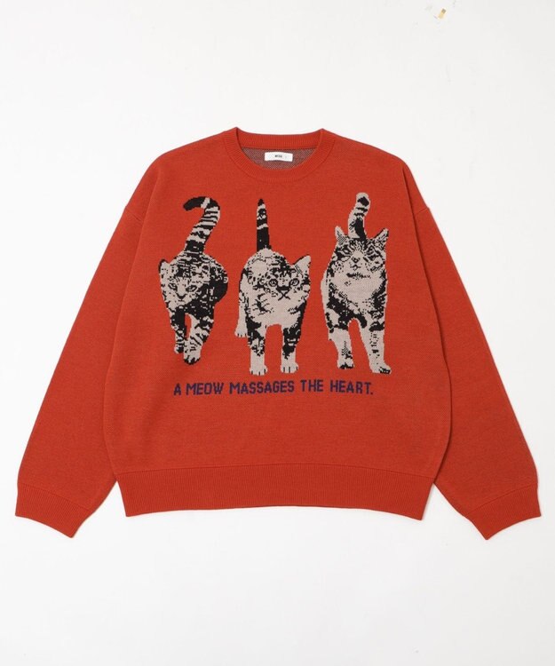 WEGO アニマルジャガードニットプルオーバー オレンジ
