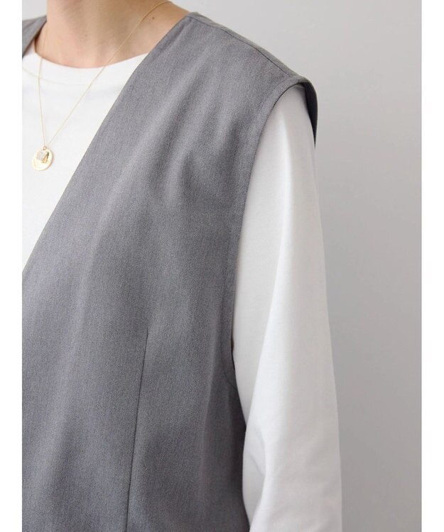 AMERICAN HOLIC ロングＶネックジレ Gray Mixture