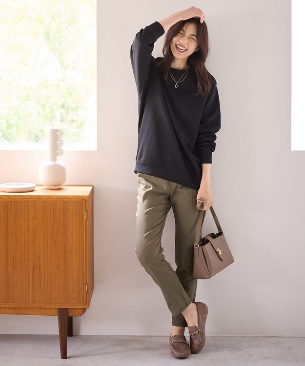 ANY L 【洗濯機可】ダブルフェイスジャージープルオーバー ブラック