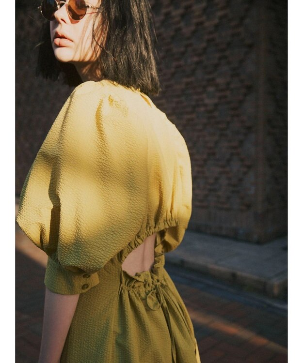 Green Parks AnriettMusee バックカットワークワンピース Lime Green