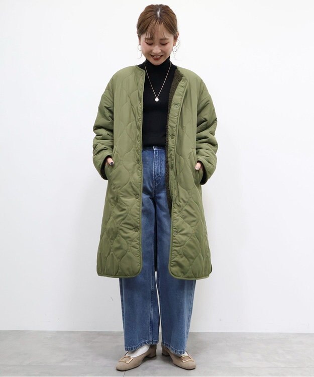 AMERICAN HOLIC 【WEB限定】あったかリバーシブルキルティングコート Khaki