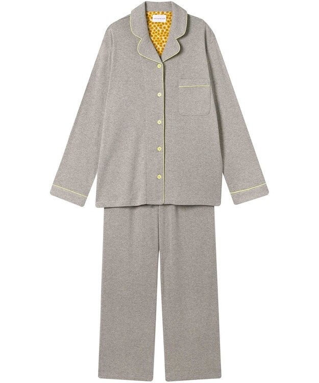 une nana cool 【綿100%】やわらか杢フライスパジャマ MADE WITH LIBERTY FABRIC ライトグレー