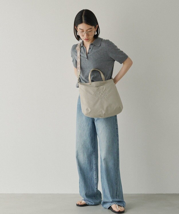 russet 《トートバッグ人気NO.1モデル》スリム2WAYトートバッグ <ナイロン>(CE-1404-WEB) L.Greige